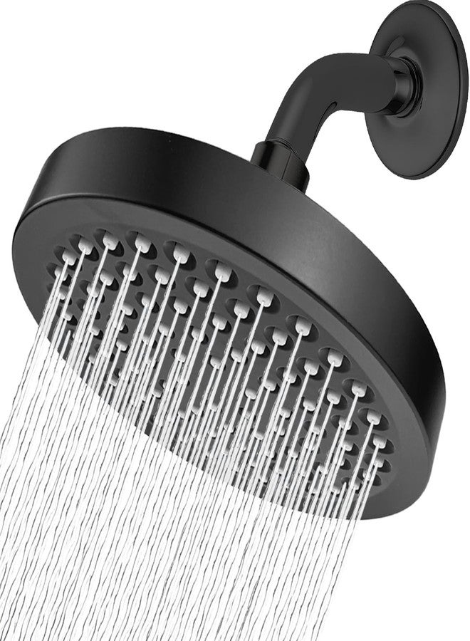 Nuodan High Pressure Rain Shower Head with Arm - High Flow Rainfall Showerhead - Luxury Modern Look - Pressure Boosting (6" Shower Head with 6" Arm, Matte Black) - Image 1