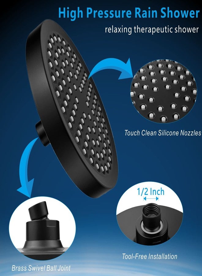 Nuodan High Pressure Rain Shower Head with Arm - High Flow Rainfall Showerhead - Luxury Modern Look - Pressure Boosting (6" Shower Head with 6" Arm, Matte Black) - Image 4
