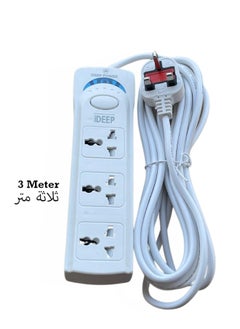 Generic Power Strips Extension Cord | 3 Sockets Universal Plug Adapter with 3Meter Bold Extension Cable | Power Socket | Extension Board | Extension Cable | Extension Socket For Home,Office,Kitchen ,Travel And More (White) ((3Meter))  - Image 2