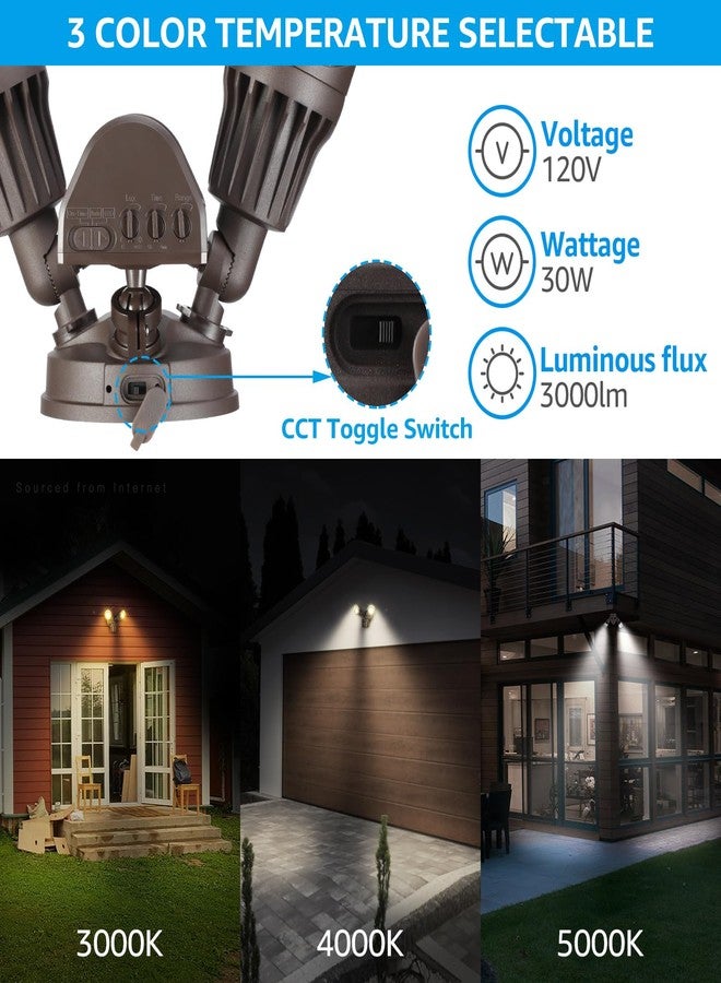 LEONLITE - 3CCT LED Security Light, Outdoor Motion Sensor Flood Lights, Aluminum, 3 Modes Motion Detector + Dusk to Dawn + Switch Control, - Image 2