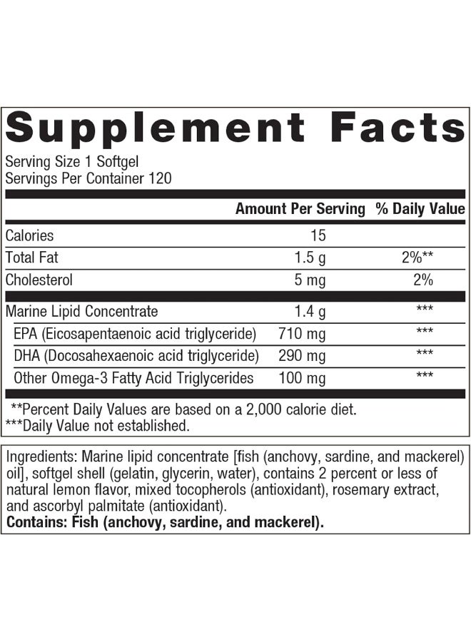 ميتاجينكس أوميجا جينيكس® إي بي إيه-دي إتش إيه ١٠٠٠ - زيت أوميجا ٣ - مكمل غذائي يومي لدعم صحة القلب والأوعية الدموية والجهاز العضلي الهيكلي والجهاز المناعي، ١٢٠ قرصًا - Image 2