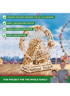 Wood Trick Wood Trick Ferris Wheel Rotating Mechanical Model - 3D Wooden Puzzles for Adults and Kids to Build - Engineering DIY Wooden Models for Adults to Build  - Image 3