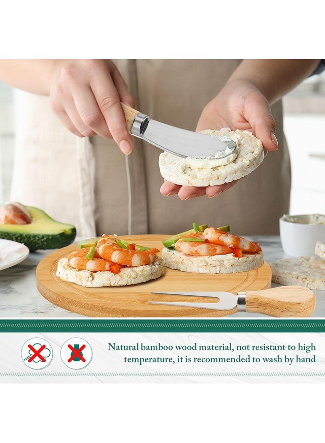 Maxcheck Maxcheck 12 Sets Baby Shower Bridal Game Prizes for Winners Round Cheese Board Set Wood Mini Charcuterie Board with Knives and Forks Bulk Thank You Card with Gift Box for Guests Wedding Favor (Bamboo)  - Image 2