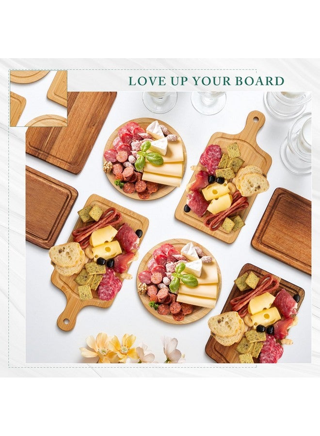 Maxcheck Maxcheck 12 Sets Baby Shower Bridal Game Prizes for Winners Round Cheese Board Set Wood Mini Charcuterie Board with Knives and Forks Bulk Thank You Card with Gift Box for Guests Wedding Favor (Bamboo)  - Image 4