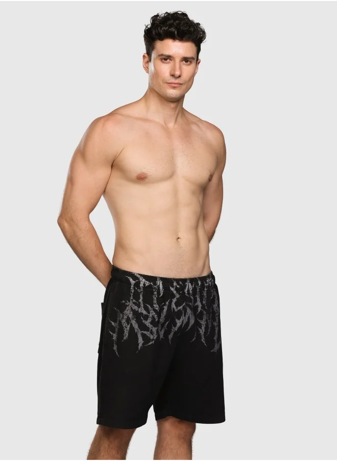 Musclemind Men's Printed Denim Cotton Shorts with Super Soft Stretchable Fabric, Long-Lasting Colour, Shape Retention, Lightweight, Breathable, for All Day Comfort