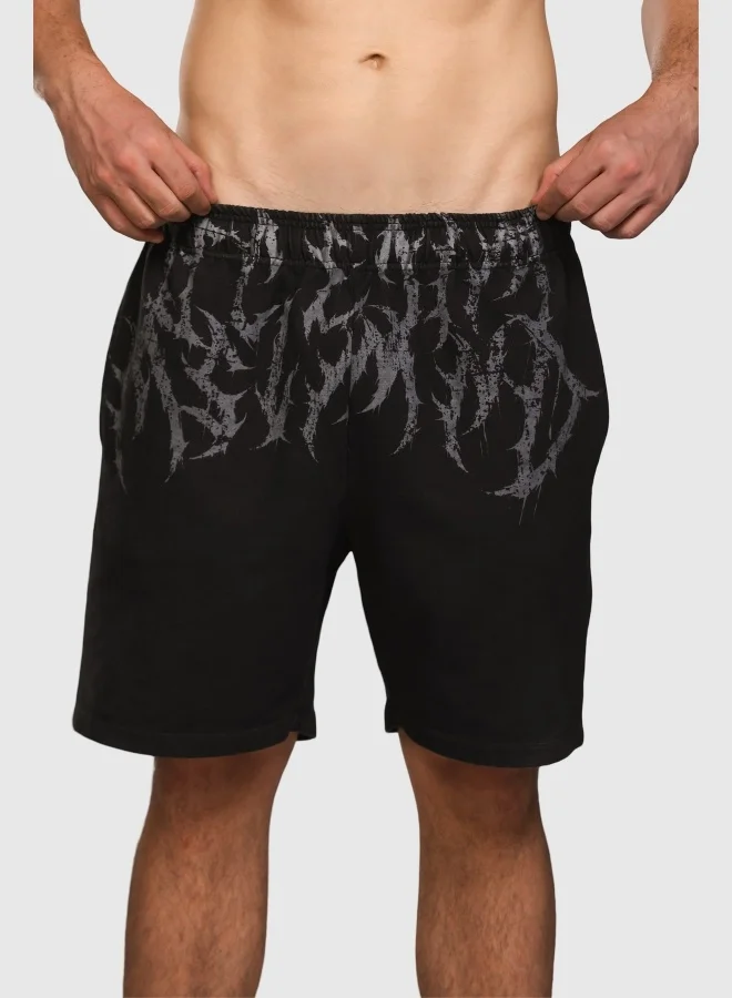 Musclemind Men's Printed Denim Cotton Shorts with Super Soft Stretchable Fabric, Long-Lasting Colour, Shape Retention, Lightweight, Breathable, for All Day Comfort