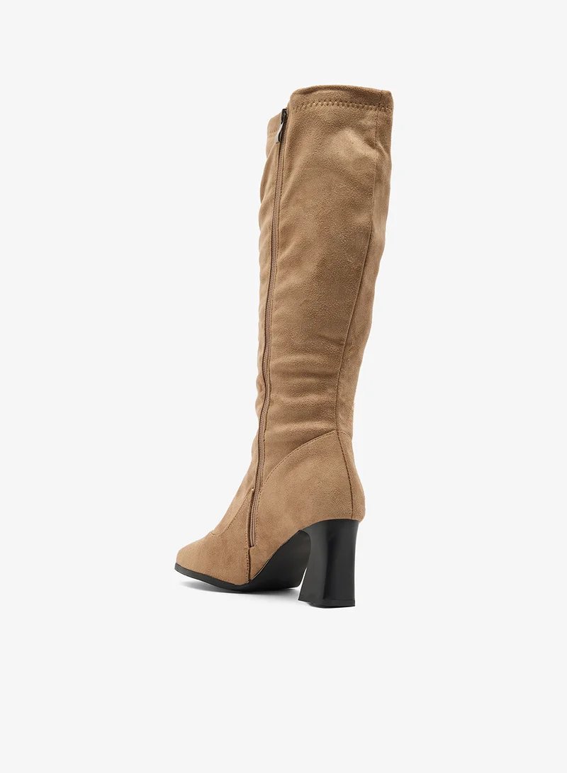 Ella Brown Block Heel Knee Boots for Women | Best Price UAE