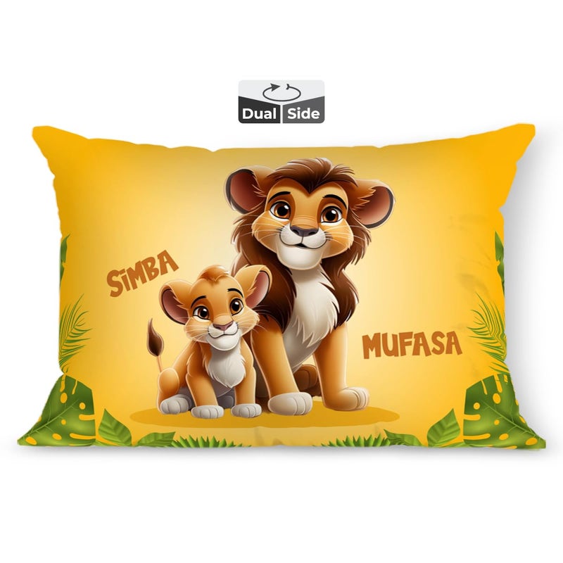 Brizberry Baby Kids Pillow Cushion for 3 Years to 8 Years Super Soft Fabric Mufasa Simba Lion King Animal Cartoon Prints 12x18 inchess Design 3