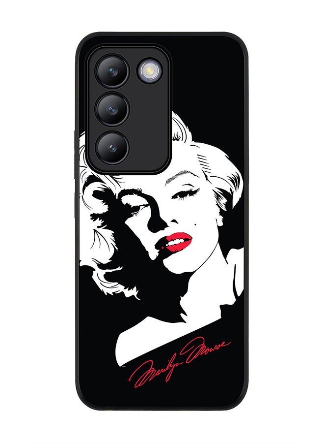 Stylizedd حافظة حواف سوداء متينة لهاتف Vivo V30 Lite 5G، حافظة مرنة رقيقة من المطاط مع حواف مضادة للسقوط - مارلين مونرو - Image 1