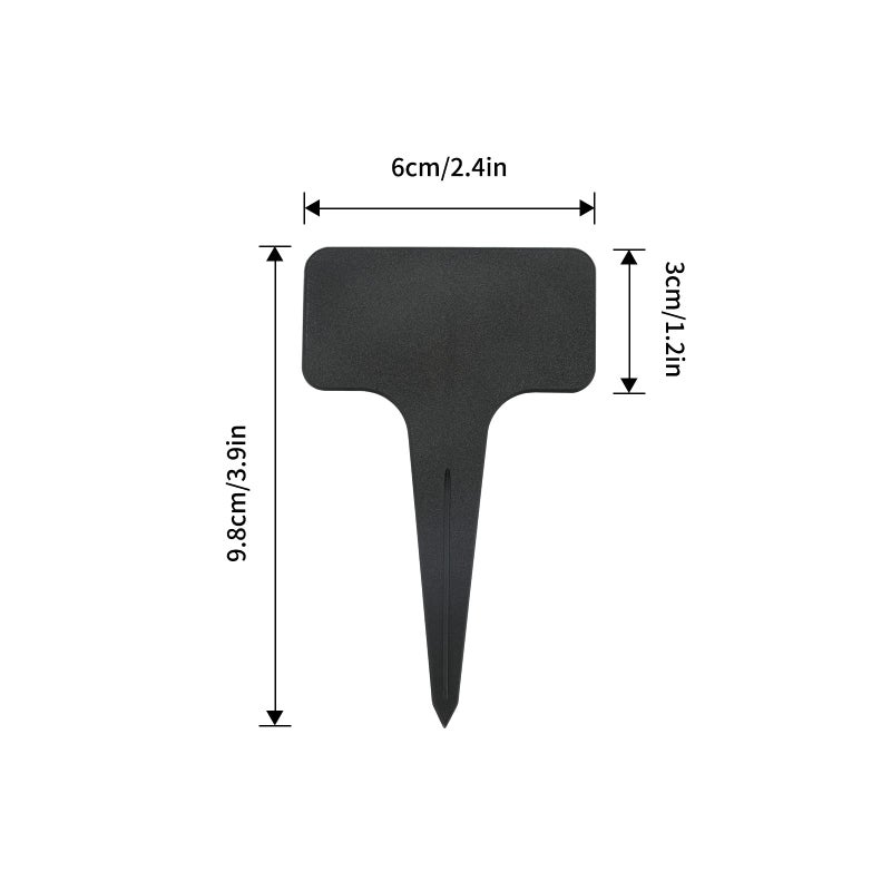 KINGLAKE 100 Pcs Waterproof Thick Plastic Black Plant Tags T Type Nursery Garden Labels - Image 2