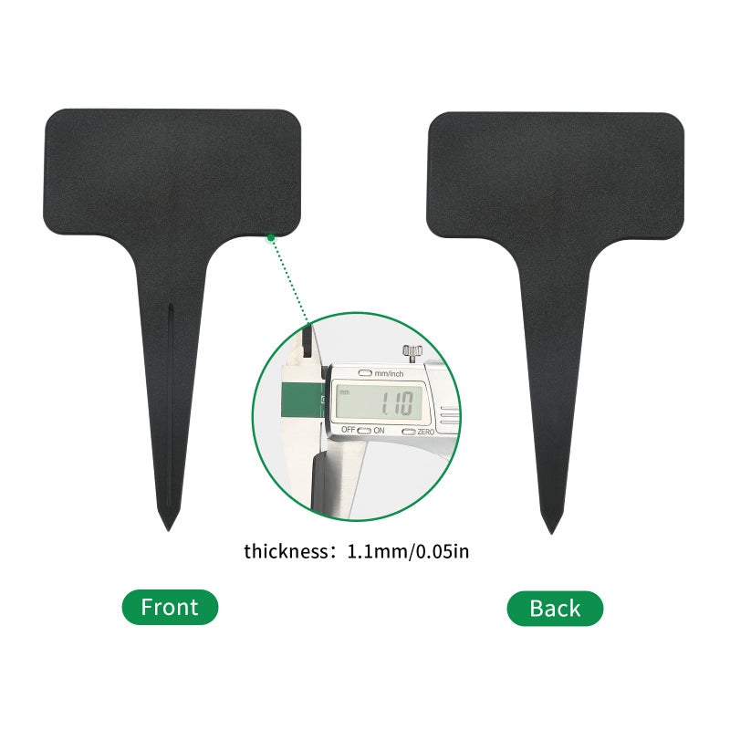 KINGLAKE 100 Pcs Waterproof Thick Plastic Black Plant Tags T Type Nursery Garden Labels - Image 3