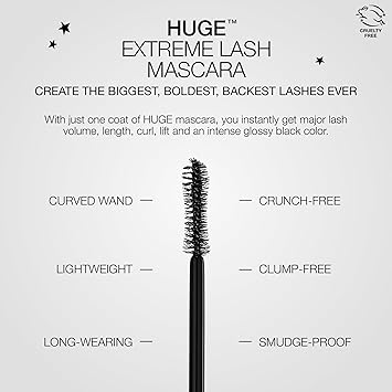 Stila HUGE Extreme Lash Mascara Black for Visibly Lifted Lashes Cruelty Free to Increase Volume Curl Lift for Beautiful Lashes 13ml - Image 3