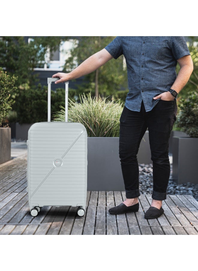 سيناتور Senator Unisex Expandable Hard Case Luggage Lightweight PP Fashion Trolley Luggage with 4 Double Spinner Wheel and Safe Zippers KH1006-Silver - Image 2