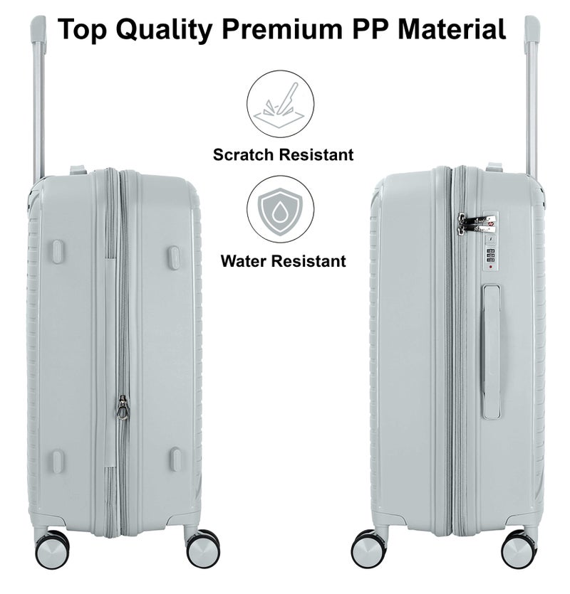 سيناتور حقيبة سفر بعجلات دوارة مزدوجة بسحاب آمن للجنسين قابلة للتوسيع صلبة خفيفة الوزن فضي - Image 3