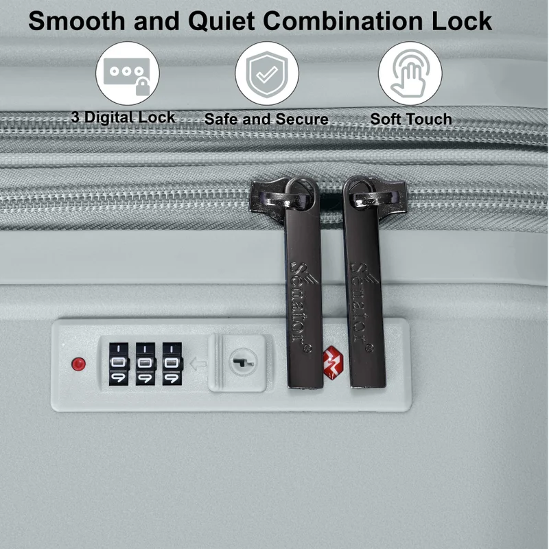 Senator 24 unisex expandable hard case luggage lightweight pp fashion trolley luggage with 4 double spinner wheel and safe zippers kh1006 silver  | Best Price UAE