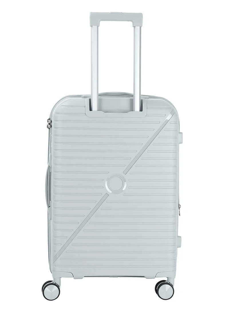Senator 24 unisex expandable hard case luggage lightweight pp fashion trolley luggage with 4 double spinner wheel and safe zippers kh1006 silver  | Best Price UAE