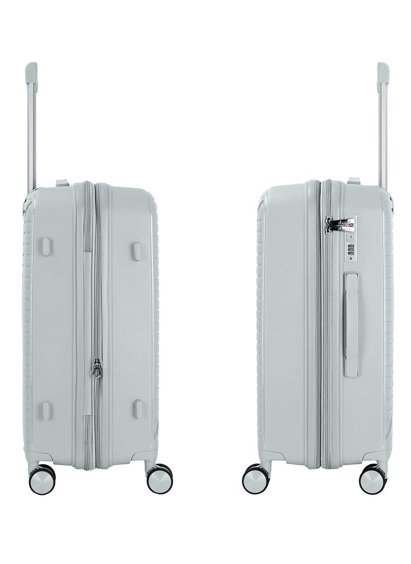 SENATOR Senator Unisex Expandable Hard Case Luggage Lightweight PP Fashion Trolley Luggage with 4 Double Spinner Wheel and Safe Zippers KH1006-Silver  - Image 3