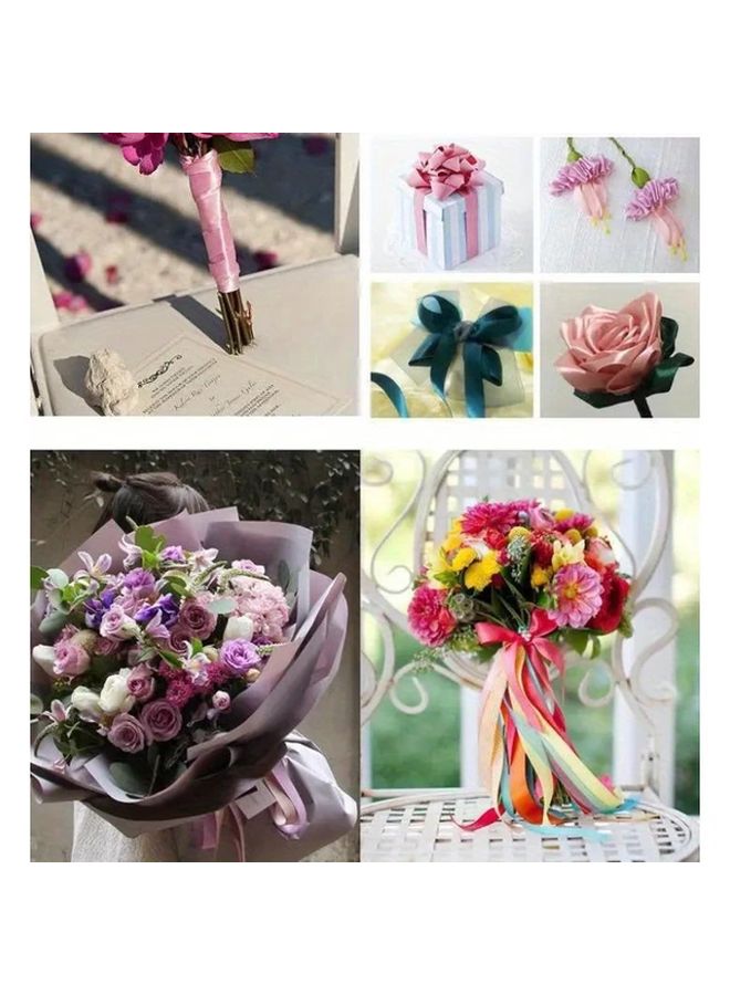 Blue Satin Ribbon 22m x 4cm Floral Wedding Party Gift Wrapping Craft Decorations - Image 2