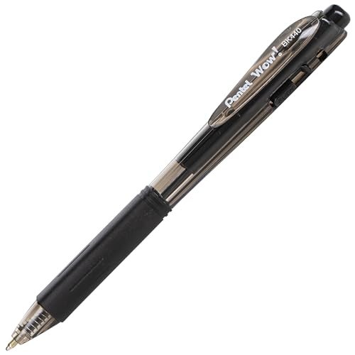 Pentel WOW! Retractable Ballpoint Pens, Medium Line, Black Ink, 4 Pack (BK440BP4A) - Image 2