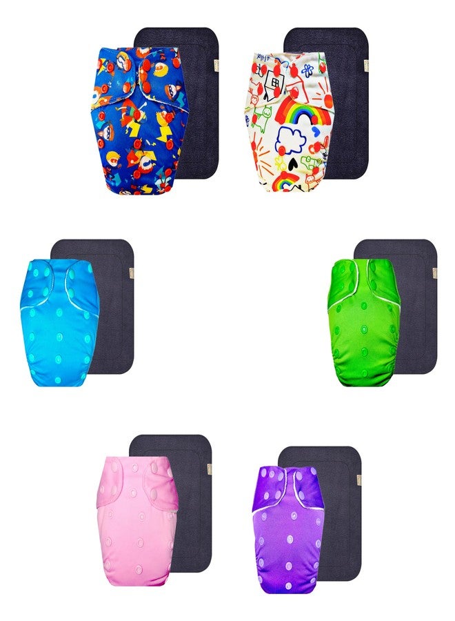 Dumbledo Premium Cloth Diaper with Black Insert (Pack of 6) | Snug Fit | Leakproof | Easy to Clean | Trusted by Moms | 3 Months - 3 Years | Unisex Baby - Image 1