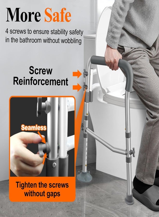 DePango Toilet Safety Rails, Adjustable Handicap Toilet Seat with Handles Over Toilet, Sturdy Toilet Handles for Elderly and Disabled, Stable Toilet Safety Support Rails Frame with Arms for Seniors - Image 2
