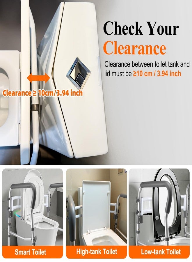 DePango Toilet Safety Rails, Adjustable Handicap Toilet Seat with Handles Over Toilet, Sturdy Toilet Handles for Elderly and Disabled, Stable Toilet Safety Support Rails Frame with Arms for Seniors - Image 5