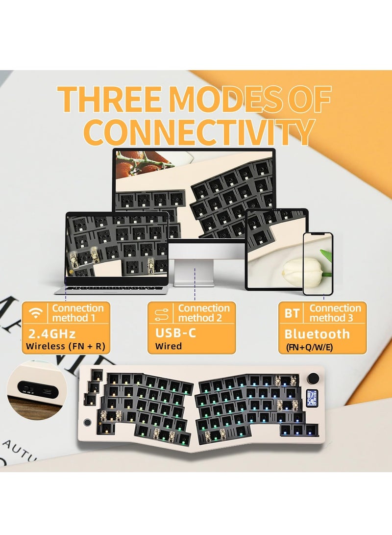 SYOSI CIDOO ABM066 Barebones Kit, Alice-layout VIA-programmable Hot Swappable Bluetooth/2.4Ghz/Type-C Connectivities, with TFT-LCD Screen and Rotary Knob, Hot Swappable, NKRO, RGB Backlight, for Win/Mac - Image 3