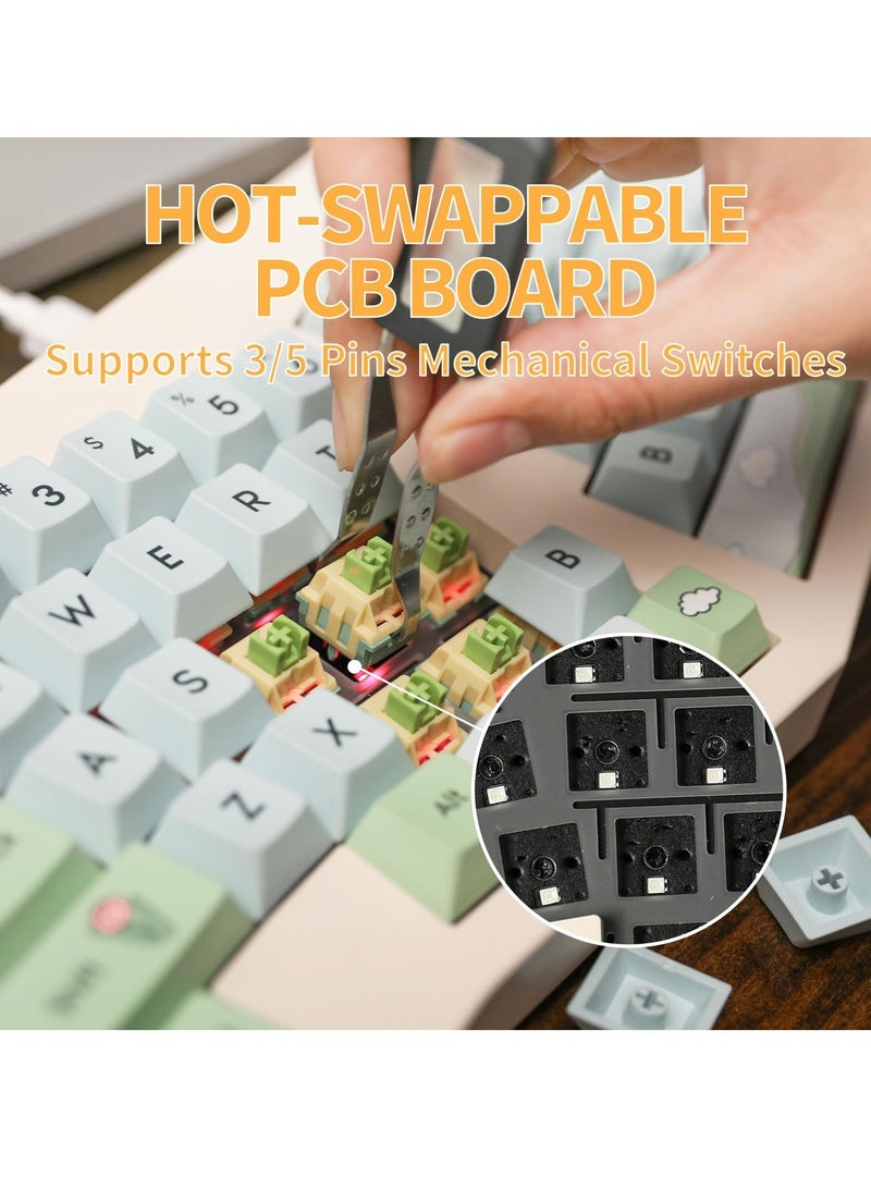 SYOSI CIDOO ABM066 Barebones Kit, Alice-layout VIA-programmable Hot Swappable Bluetooth/2.4Ghz/Type-C Connectivities, with TFT-LCD Screen and Rotary Knob, Hot Swappable, NKRO, RGB Backlight, for Win/Mac - Image 4