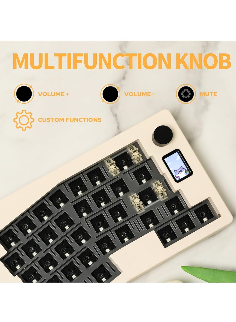SYOSI CIDOO ABM066 Barebones Kit, Alice-layout VIA-programmable Hot Swappable Bluetooth/2.4Ghz/Type-C Connectivities, with TFT-LCD Screen and Rotary Knob, Hot Swappable, NKRO, RGB Backlight, for Win/Mac - Image 5