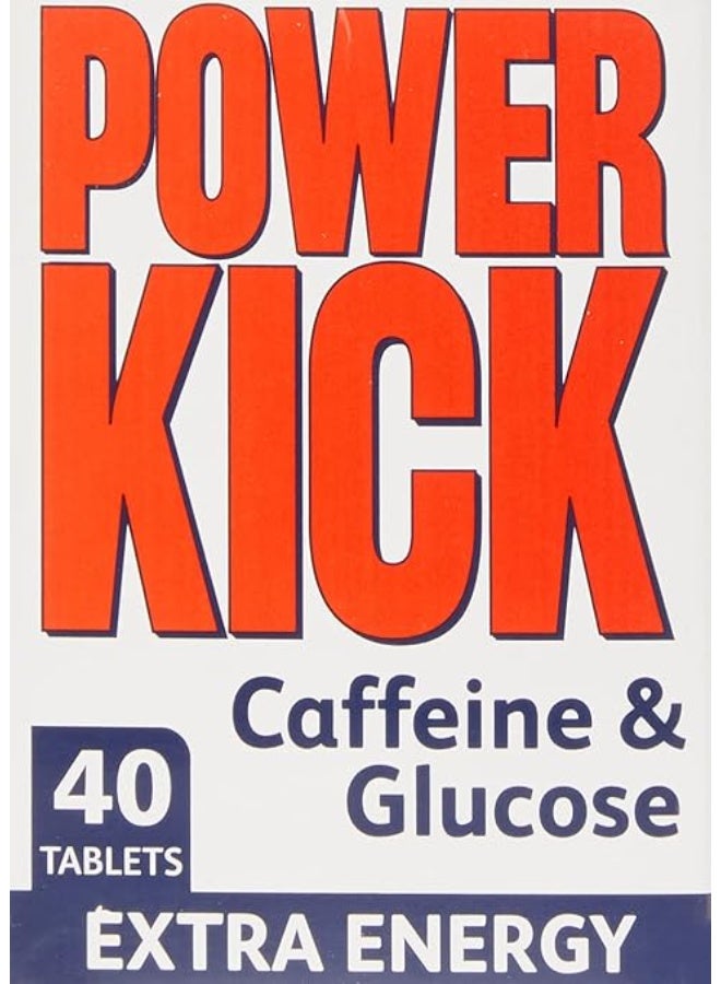 Power Kick Powerkick Extra Energy Caffeine & Glucose 40 Tablets - Image 1