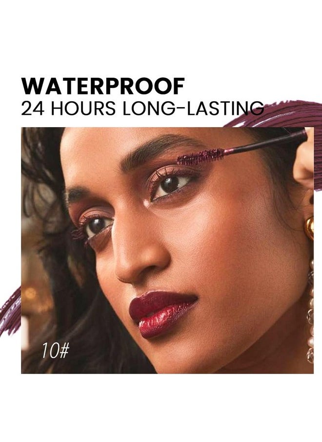 BINGBRUSH - Colored Colorful Waterproof Mascara for Eyelashes Set,Blue White Black Brown Purple Long lasting Charming Voluminous Cruelty Free Vegan Eye Makeup (A-1Pc 10# Red, A) - Image 1