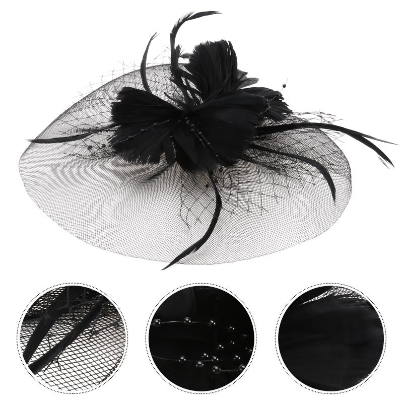 2 pcs Bride Dress Headdress Banquet Party Flower Hair Black - Image 3