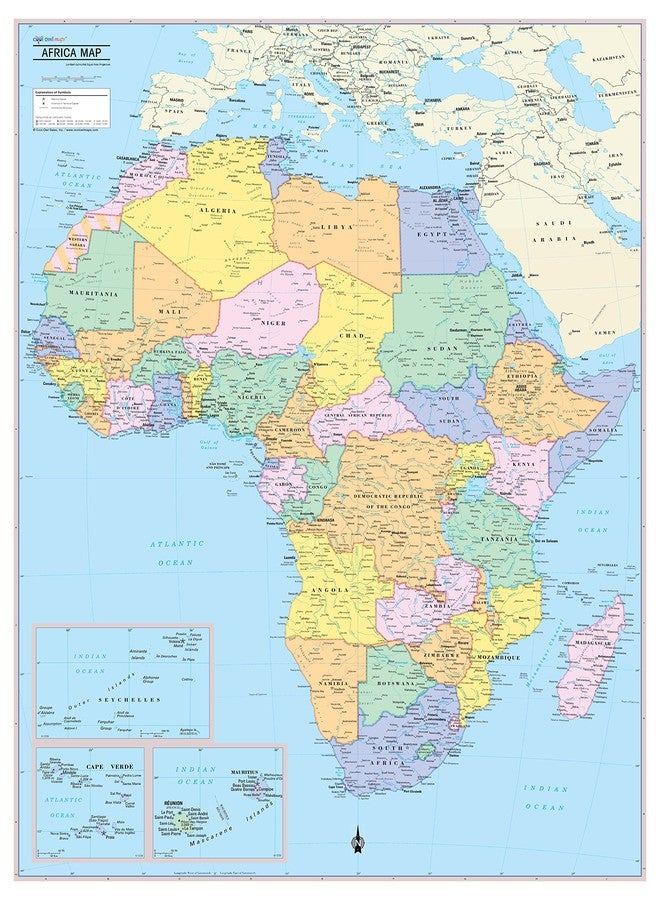 Cool Owl Maps Africa Continent Wall Map Poster - Rolled Paper (24"x32")