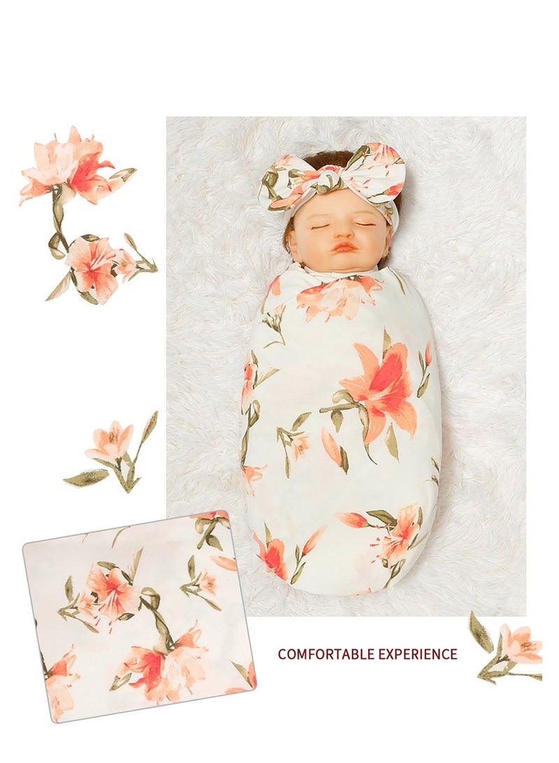 انسولار طفل حديث الولادة طباعة وشاح قبعة الجنين مع ثلاثة قطعة مجموعة - Image 3