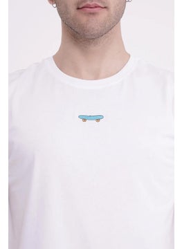 The Socks Company 23SCTS225U Skateboard Embroidered Crew Neck White Tshirt  - Image 3