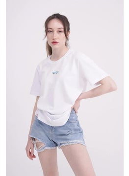 The Socks Company 23SCTS225U Skateboard Embroidered Crew Neck White Tshirt  - Image 5