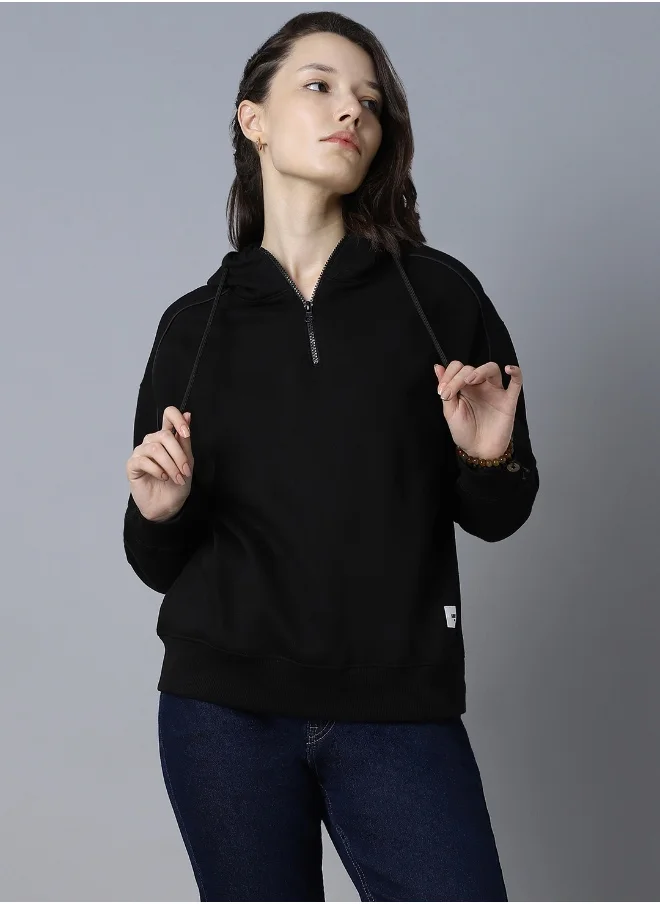 HIGH STAR Women Black Sweatshirt