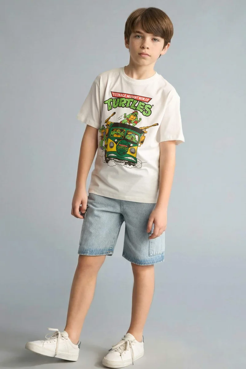 ديفاكتو Boy New Regular Fit Ninja Turtles Retro Classic Series Licensed Short Sleeve T-Shirt