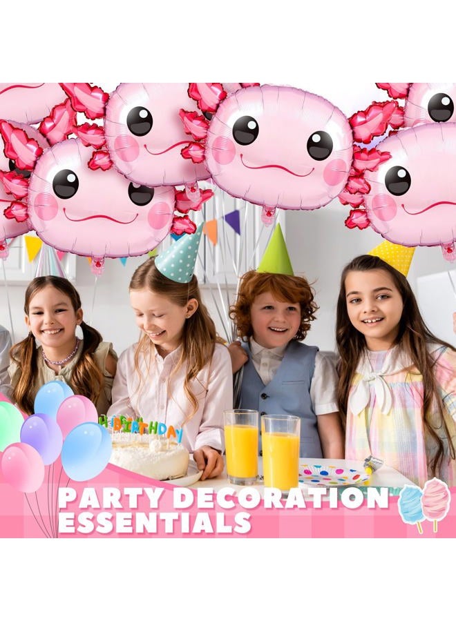 PullCrease 6 Pcs 34 Inch Axolotl Balloon Axolotl Birthday Party Decorations Aluminum Foil Inflatable Summer Supplies for Beach Themed Favor (Pink) - Image 5