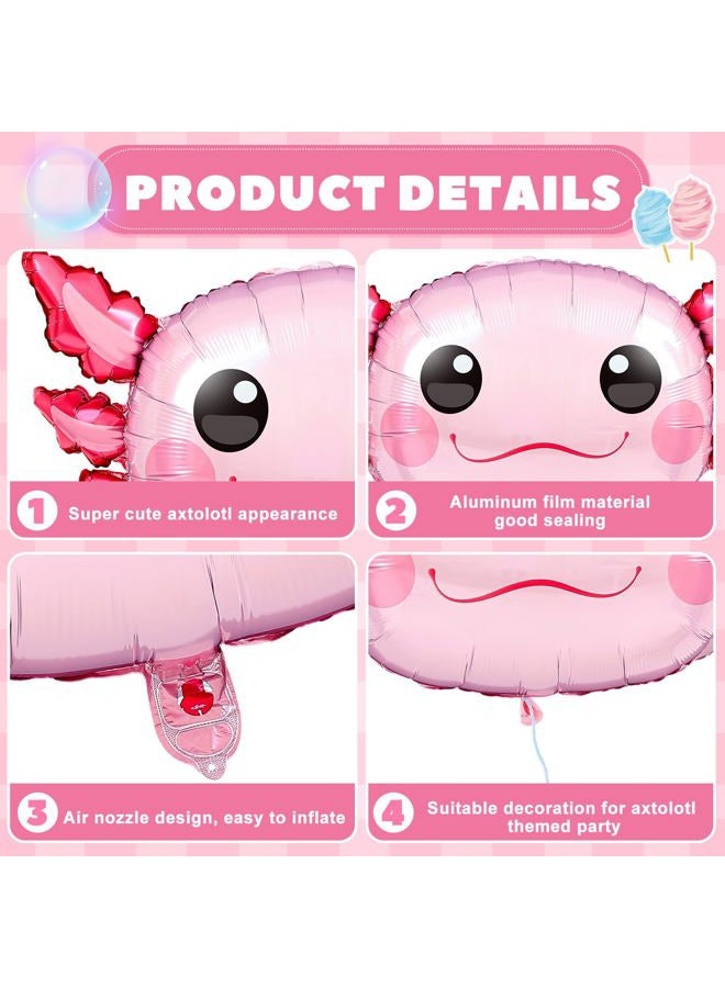 PullCrease 6 Pcs 34 Inch Axolotl Balloon Axolotl Birthday Party Decorations Aluminum Foil Inflatable Summer Supplies for Beach Themed Favor (Pink) - Image 3