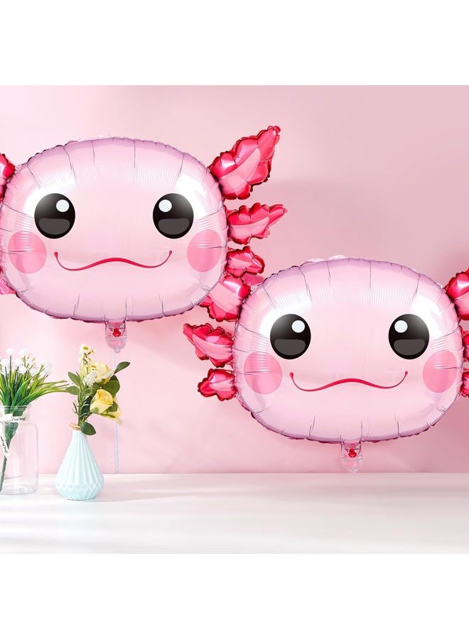 PullCrease 6 Pcs 34 Inch Axolotl Balloon Axolotl Birthday Party Decorations Aluminum Foil Inflatable Summer Supplies for Beach Themed Favor (Pink) - Image 4