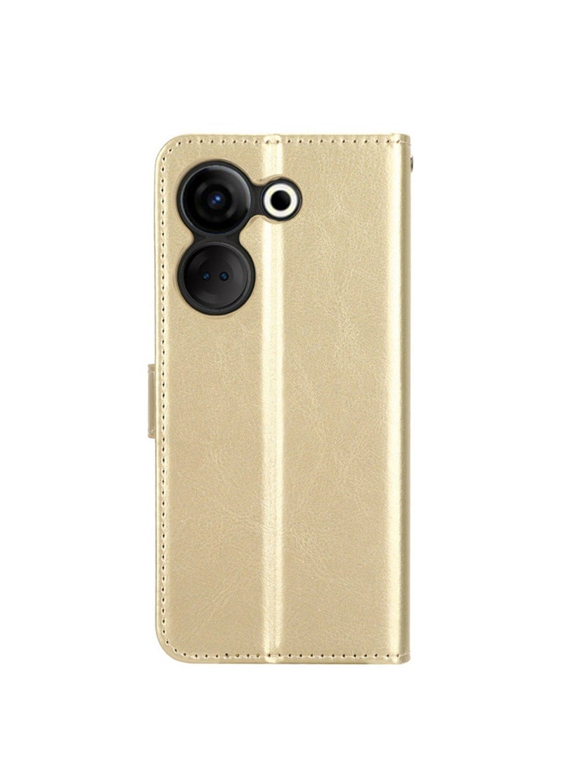 TEAM LUXURY - Tecno Camon 20 Pro 5G/CK8n Case Cover Soft Quality Leather Flip Folio Wallet With Card Slots Holder Stand Back Cover Drop-Proof Shock-Proof Protective Cell Phone Back Accessories Protection - Image 1
