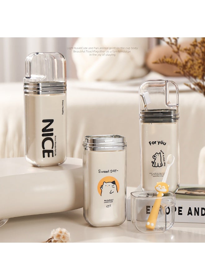 3 in 1 Travel Toothbrush Case, Cartoon Pattern Toothbrush Storage Box with 3 Separate Mouthwash Cup for Family Members, Portable Toothbrushe Holder for Travel, Home, School, Camping (Dog) - Image 3