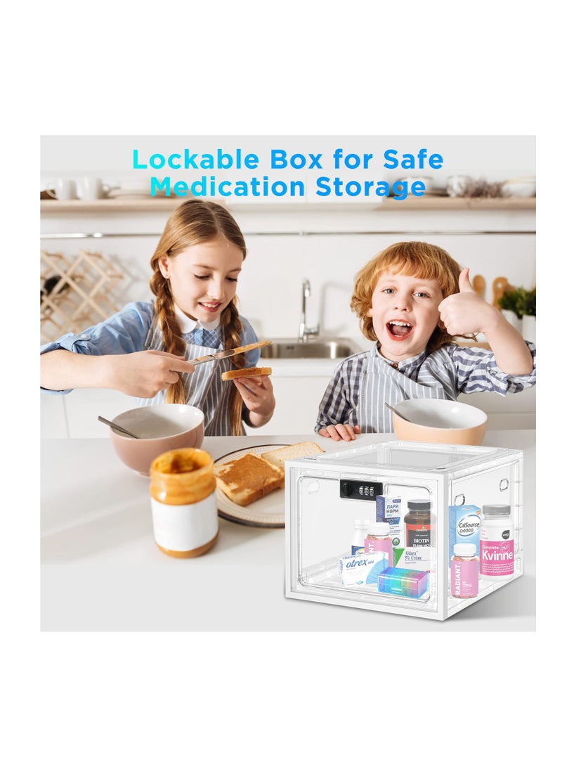 Excefore Clear Medication Lock Box, Lockable Storage Box for Safe Medicine Storage, Refrigerator Food Snack Locking Box iPad Phone Lock Box for School Office and Kitchen Home Safety  - Image 2