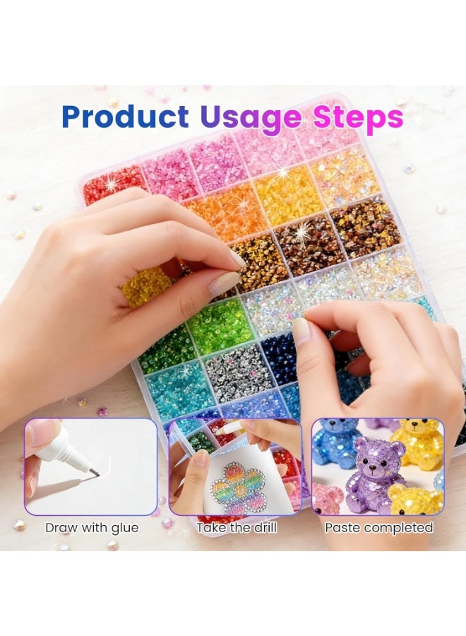 ATRJSZ Resin Jelly Rhinestones Kit for Bedazzling - 32,000pcs 3mm DIY Bulk Resin Gems Set with 3 Glues, Pickup Pen & Tweezers for Crafting, Nail Art, Tumblers, Shoes and Clothing Embellishments (24) - Image 4