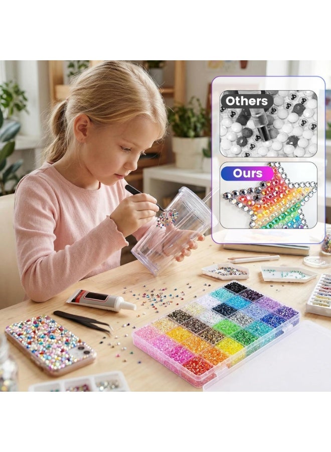ATRJSZ Resin Jelly Rhinestones Kit for Bedazzling - 32,000pcs 3mm DIY Bulk Resin Gems Set with 3 Glues, Pickup Pen & Tweezers for Crafting, Nail Art, Tumblers, Shoes and Clothing Embellishments (24) - Image 5