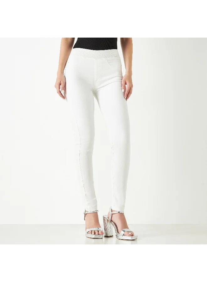 Lee Cooper Lee Cooper Plain Jeggings with Elasticised Waistband and Pocket Detail