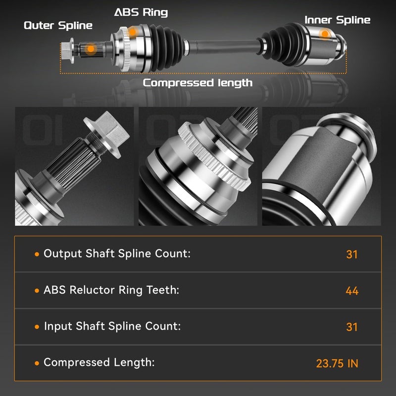 BRTEC Front CV Axle Shaft Assembly for Ford Edge, Lincoln MKX, Mazda CX-7 & CX-9 (2007-2013) - Image 2