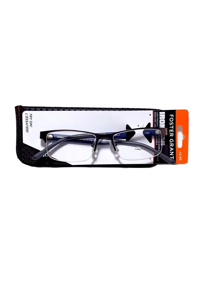 Ironman IronFlex IM1001 Men's Reading Glasses Semi Rimless Gun (Blue, 2.50)