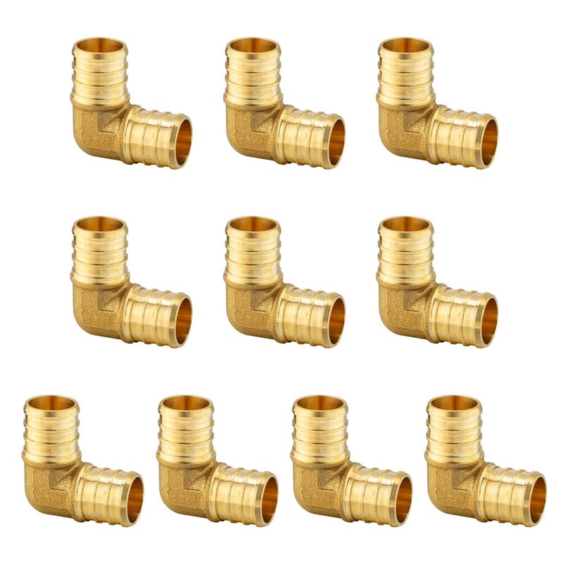 10Pack EFIELD Pex Fittings 1 Inch Elbow Brass Barb Crimp Fittings for Pex Tubing ASTM F1807PEX1807062